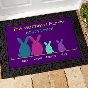 Easter Bunny Family Personalized Doormat- 18x27