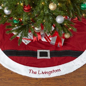 Santa Belt Embroidered Tree Skirt