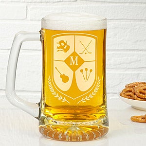 Personalized Beer Mugs - Initial Crest