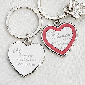 Engraved Heart Keyring