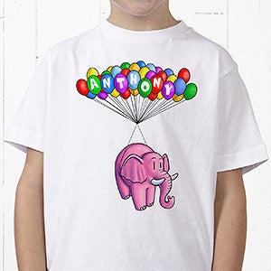 Personalized Kids T-Shirts - Floating Zoo Animals - Youth Large (14-16) - Black
