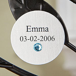 Engraved Family Tree Birthstone Round Disc- Silver