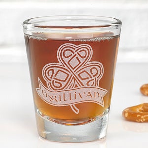 Celtic Shamrock Personalized Shot Glass