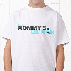 Personalized Mother & Son Kids Shirts - Mommy's Little Man - Youth Medium (10-12) - Black