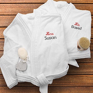 His & Her White Personalized Spa Robe- Set