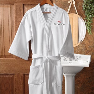 Mr. White Velour Embroidered Robe