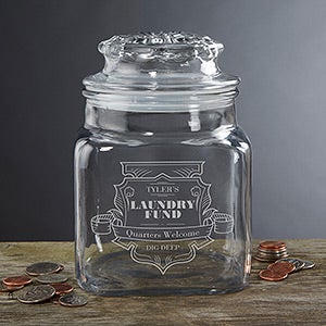 College Fund Engraved Glass Money Jar