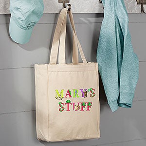 Alphabet Animals Personalized Small Canvas Tote Bag
