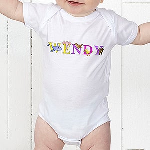 Alphabet Animals Personalized Baby Bodysuit