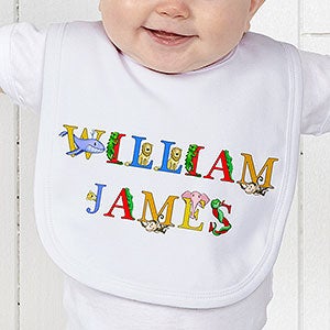 Personalized Baby Bib - Alphabet Animals