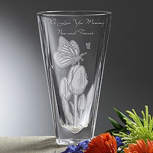 Springtime Moments Etched Crystal Vase