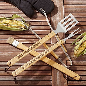 You Name It! 4-Piece Personalized BBQ Utensil Set-14378