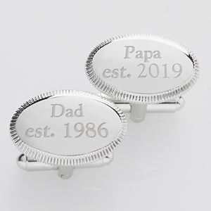 Personalized Silver Cufflinks - Date Established