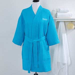 Embroidered Aqua Kimono Robe- Name