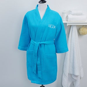 Plus Size Embroidered Aqua Kimono Robe- Monogram