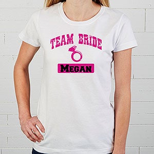 Personalized Bridal Party Apparel - Team Bride - Ladies Fitted Tee - Ladies Medium - White