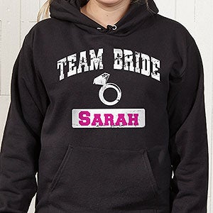 Personalized Bridal Party Apparel - Team Bride - Black Hooded Sweatshirt - Adult X-Large - Black