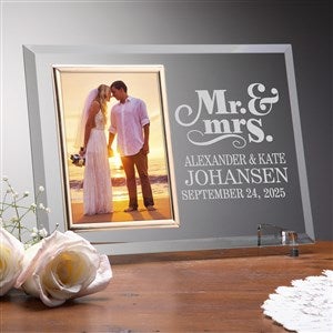 Personalized Glass Wedding Frames - Happy Couple Mr & Mrs