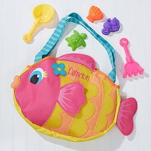 Embroidered Fish Beach Tote & Toy Set by Stephen Joseph