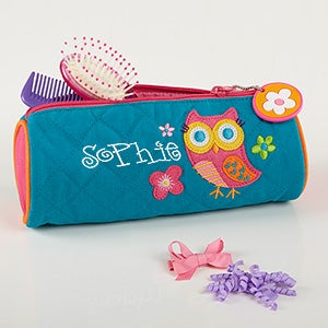 Lovable Owl Embroidered Cosmetic Bag