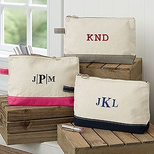 Embroidered Canvas Makeup Bags