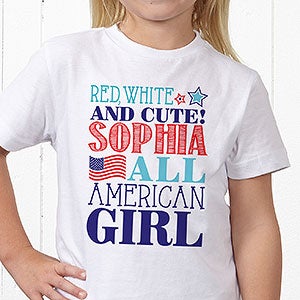Personalized Red, White & Blue Kid T-Shirt - All American Kid - Youth Large (14-16) - Black
