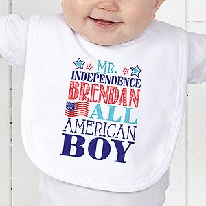 Red, White and Blue Personalized Infant Bib