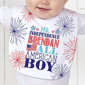 Personalized Red, White & Blue Baby Bib
