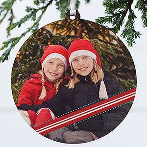 Candy Cane Photo Christmas Ornament - 1 Sided Wood