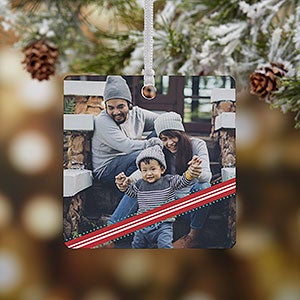 Candy Cane Personalized Photo Ornament - 1 Sided Metal