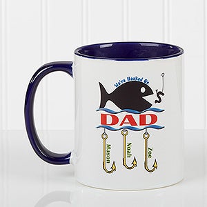 Hooked On You Personalized Fisherman Coffee Mugs - Blue