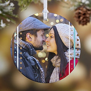 Stripe Personalized Photo Ornaments