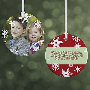 Personalized Photo Christmas Ornament - Snowflakes - Double Sided - 14638