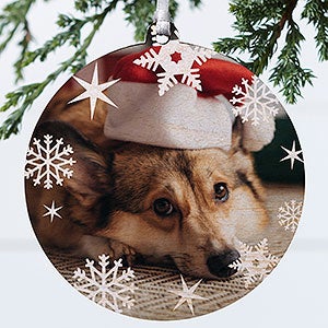 Snowflake Personalized Wood Photo Ornament - 1 Sided