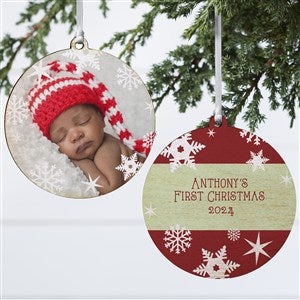 Snowflake Personalized Wood Photo Ornament - 2 Sided