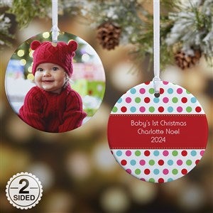 Personalized Photo Christmas Ornament - Baby - Polka Dot - 2-Sided