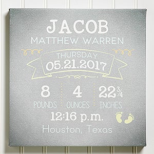 I Am Special Birth Info Personalized Canvas-16x16
