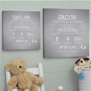 Personalized Baby Wall Art 20x20 - Baby Birth Info