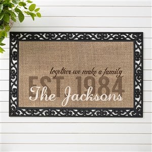 Personalized Burlap Family Doormat With Tray - Together We Make A Family