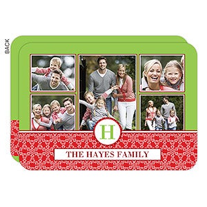 Holiday Monogram Personalized Photo Cards- 5 Photo
