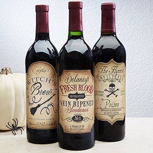 Personalized Wine Bottle Labels - Vintage Halloween - Unique Halloween Gifts & Décor - #14753