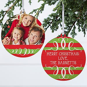 Classic Christmas Photo Ornament - 2 Sided Wood
