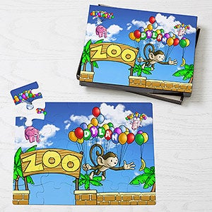 Personalized Kids Puzzle - Floating Zoo - 25 Pieces