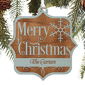 'Tis the Season Personalized Blue Stain Wood Ornament