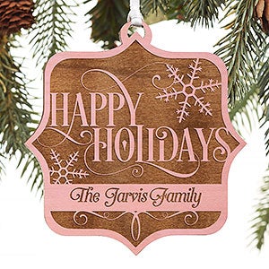 'Tis the Season Personalized Pink Stain Wood Ornament