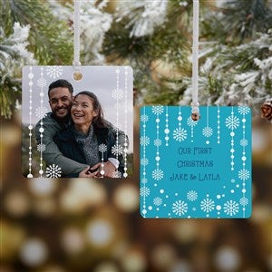 Christmas Snowflake Personalized Square Photo Ornament- 2.75" Metal - 2 Sided - #14828-2M