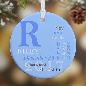 1-Sided All About Baby Personalized Birth Ornament