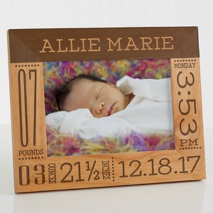 Baby Love Birth Information Personalized Picture Frame- 5 x 7