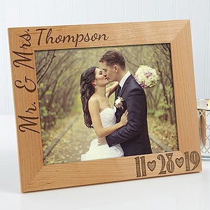 personalized wedding photo wood frame our wedding date 8x10