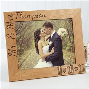 Personalized Wedding Photo Wood Frame - Our Wedding Date - 8x10